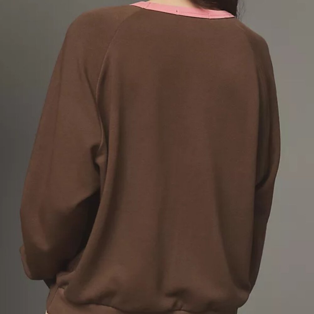 Anthropologie Letluv Heart Ringer Brown Graphic Sweatshirt Size XS NEW WITH TAG - Picture 4 of 4